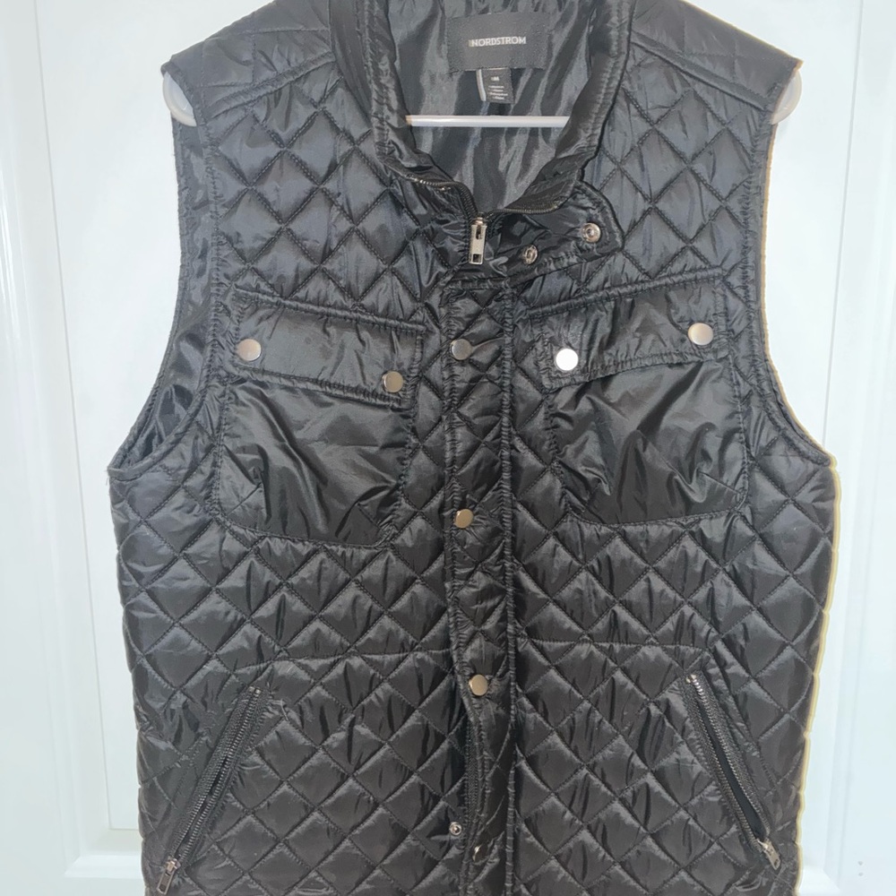 Nordstrom Shiny Black Quilted Vest